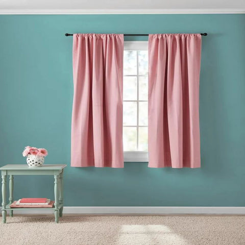Chambray Pink Blackout Window Curtain Panel Pair, 38" X 63"