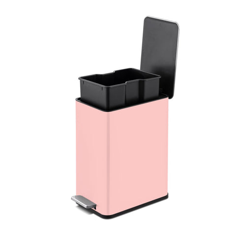 2.6 Gallon Trash Can, Stainless Steel Step on Bathroom Trash Can, Pink