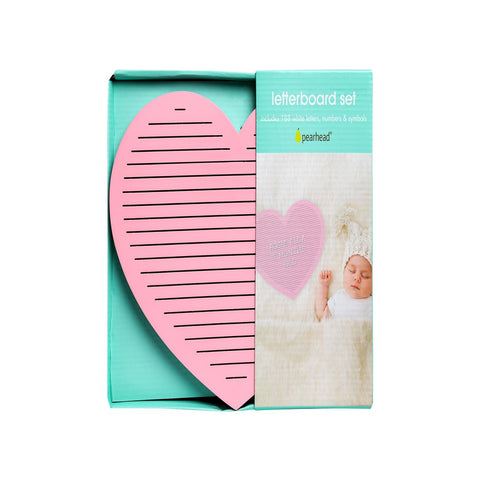 Pink Heart Shaped Wooden Letterboard Set, Baby Girl Keepsake Photo Prop