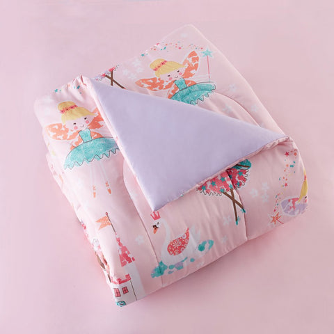 Pink Fairies Full Bedding Set for Kids, Machine Wash, 7 Pieces